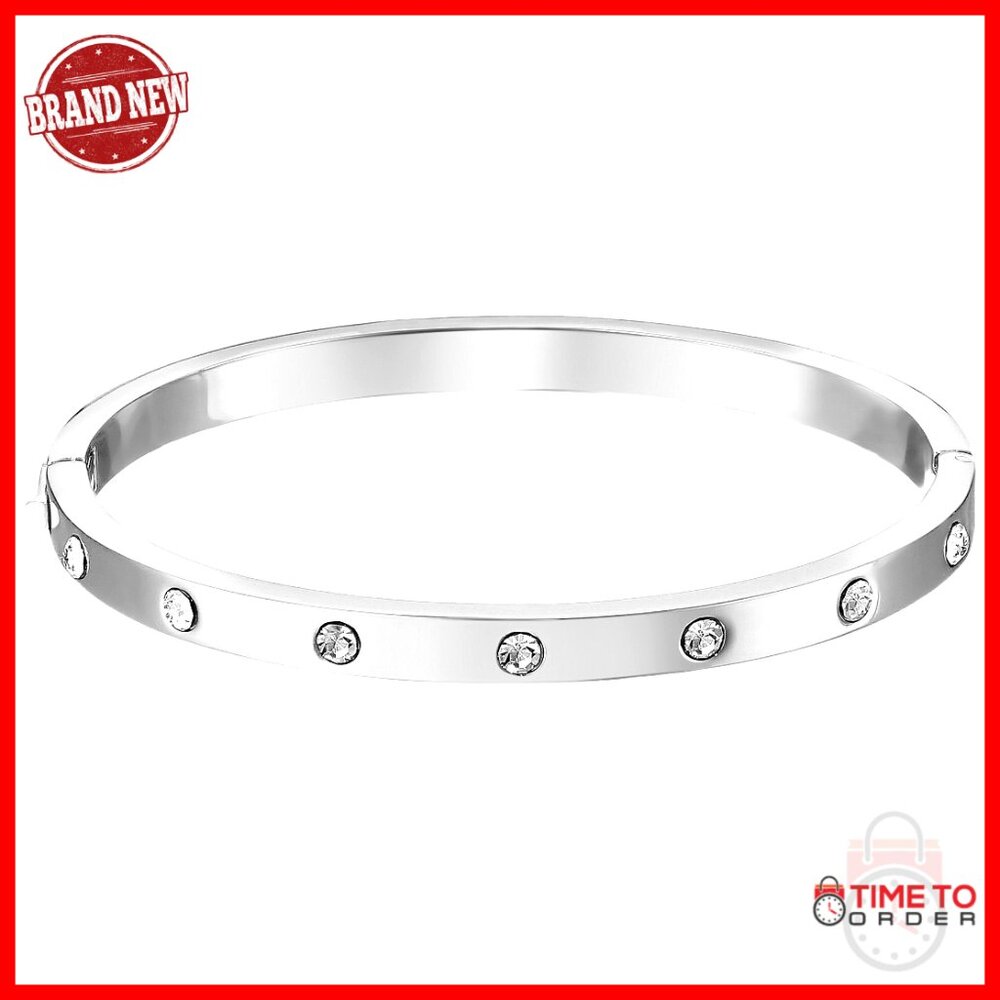 Crystal Pav Hinged Bangle Bracelet Elegant Minimal Chic Stackable Jewelry